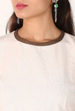Off White Padded Cotton Blouse With Keyhole Back