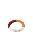 Deep Brown. Orange & White Beaded Bracelet