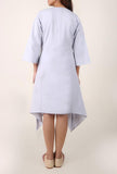 Powder Blue Cotton Slub Asymmetrical Dress