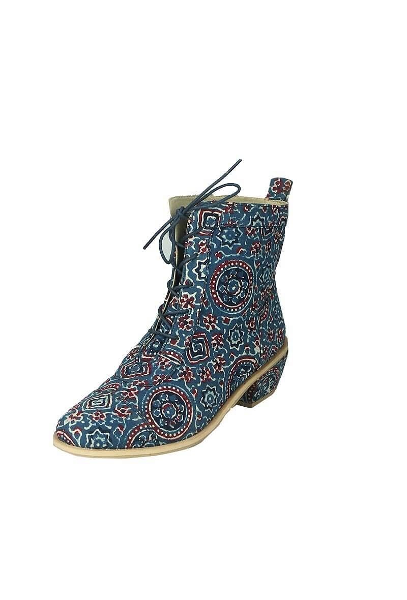 Evolving Ajrakh Lace Up Boots