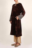 Brown Velvet Gota Work Chenille Phiran