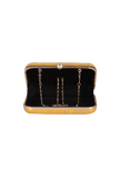 Sunshine Yellow Brocade Box Clutch with Sling (8 X 2 X 4.5)