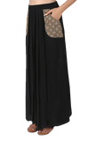 Black Pure Cotton Pleated Ajrakh Skirt