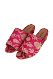 Magenta Pink Brocade Block Heels