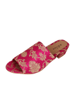 Magenta Pink Brocade Block Heels