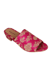 Magenta Pink Brocade Block Heels