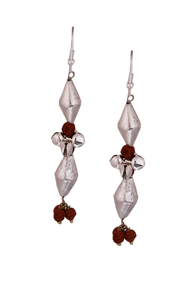 Silver-Plated Ghungroo Dholki Beads Earrings
