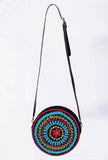 Black Aari Embroidery Round Suede Sling Bag