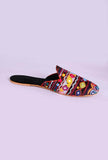 Black Chomuk Mirror Embroidery Suede Kutch Mules