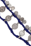 Set of 2: Navy Blue Threaded German Silver Anklet