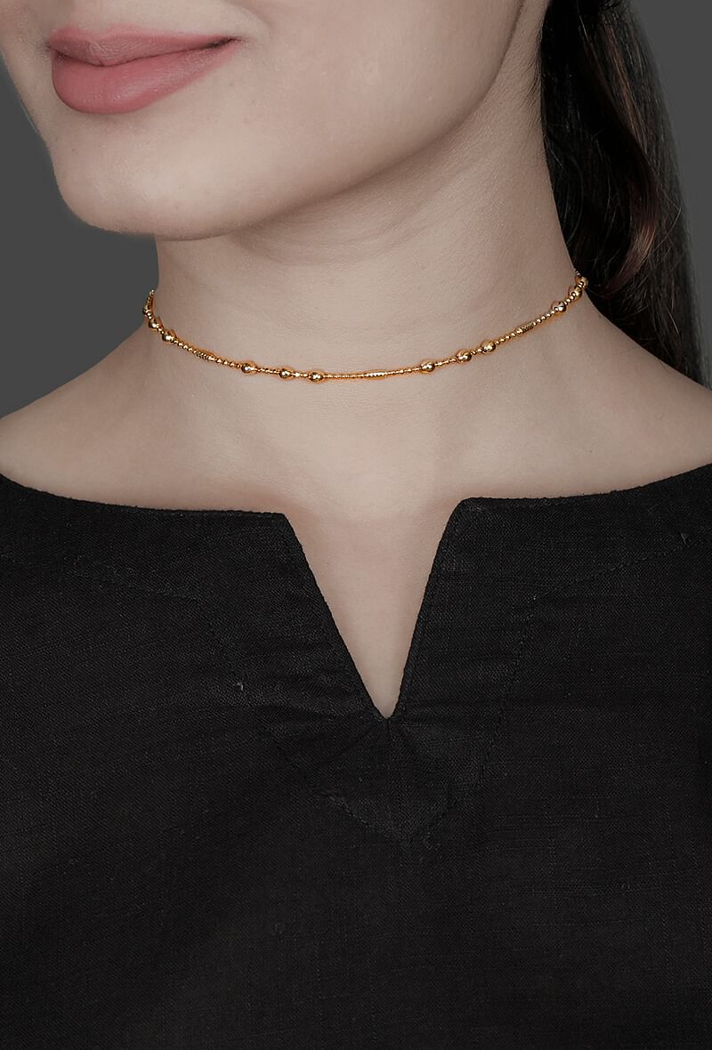 Gold Plated Matar Mala Choker Necklace