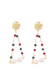 Triangular 24K Gold Plated Silver Pearl Earrings