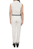 White Toda Embroidery Pure Cotton Jumpsuit
