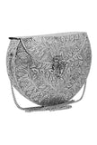 Nargis Brass Silver Plated Sling Bag (8"x6.5"x1.7")