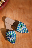 Blue-Green Check Cotton Sliders