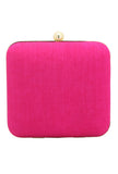 Pink Dabka Zari Embroidery Silk Box Clutch (6.5"x7"x2")