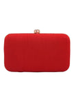 Red Dabka Zari Embroidery Silk Rectangular Clutch (8"x4.5"x2")