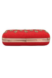 Red Dabka Zari Embroidery Silk Rectangular Clutch (8"x4.5"x2")
