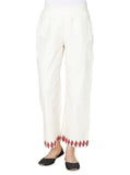Set of Ivory Cross Stitch cotton Anarkali And Palazzo With Mulmul Cotton Dupatta