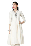 3-Piece (Anarkali, Palazzo, Dupatta) Ivory-Blue Cross Stitch Voile Mulmul Cotton Set