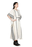 Ivory-Onyx cotton Cross Stitch Kaftan With Slip