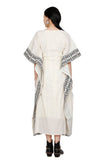 Ivory-Onyx cotton Cross Stitch Kaftan With Slip