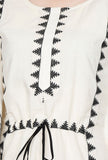 Ivory-Onyx cotton Cross Stitch Kaftan With Slip