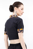 Black Kalamkari Collared Cotton Blouse