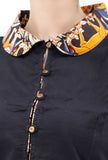 Black Kalamkari Collared Cotton Blouse