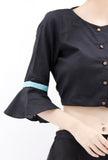 Black Cotton Blouse With Bell Sleeves