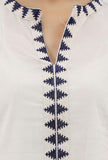 Ivory-Blue Cotton Cross Stitch Dress With Slip