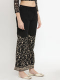 Black Palazzos With Parsi Embroidery