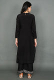 Black Kurta With Floral Kantha Embroidery