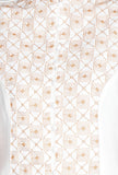 White Kurta With Mustard Kantha Embroidery