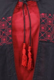 Set of 2: Short Collared Cape With Maroon Kantha Embroidery & Maxi Dress