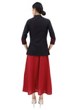 Short Blace Cape With Maroon Kantha Embroidery
