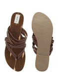 Brown Caged Slippers With Ikat Lining