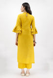 Mustard Cotton Kurta With Victorian Collar