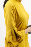 Mustard Cotton Kurta With Victorian Collar