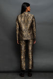 Set Of Black Brocade Blazer And Pant With Dupion Top