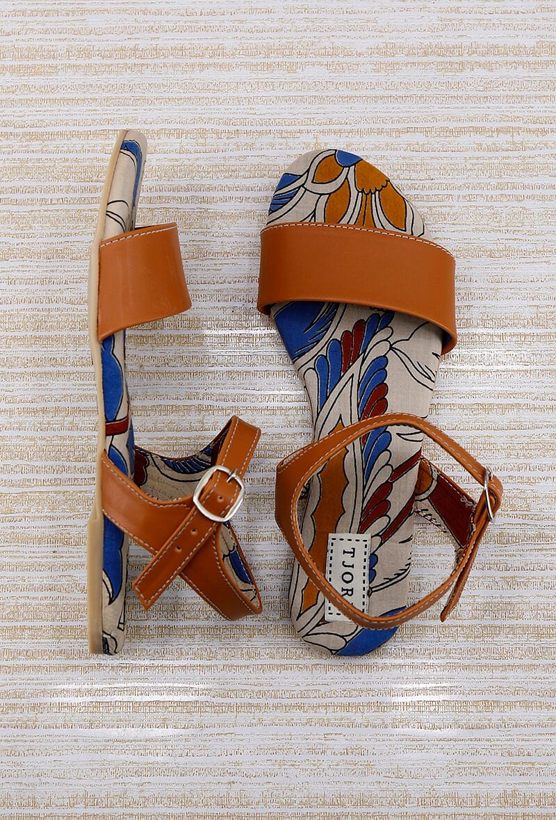 Aayushi Orange kalamkari Sole Sandals