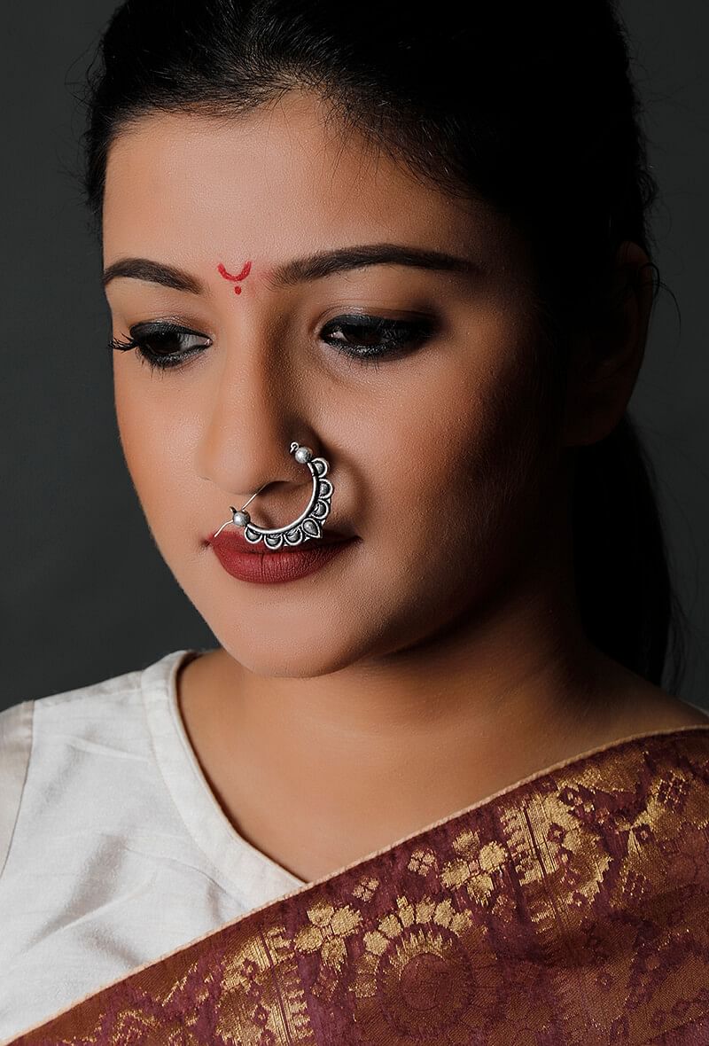 Buy Jewelopia Maharashtrian AD Nath CZ Nose Stud Pin Traditional Bridal  Nath Wedding Jewelry Marathi Ad Nose Ring Without Piercing Pearl Gold  Plated Clip On Press Nath For Girls Online at Best