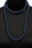 Blue Single Strand Fabric Necklace