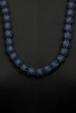 Blue Single Strand Fabric Necklace