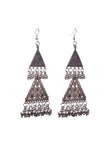 Silver Plated Brass Triangular Tribal Earrings