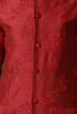 Thread Embroidered Maroon Raw Silk Jacket