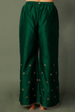 Green Chanderi Palazzos With Zari Embroidery