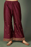 Purple Chanderi Palazzos With Zari Embroidery