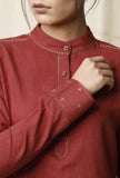 Gerua Pathani Cotton Slub Kurta