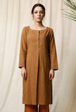 Khaki Cotton Slub Kurta